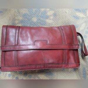 Wine Leather Clutch Purse